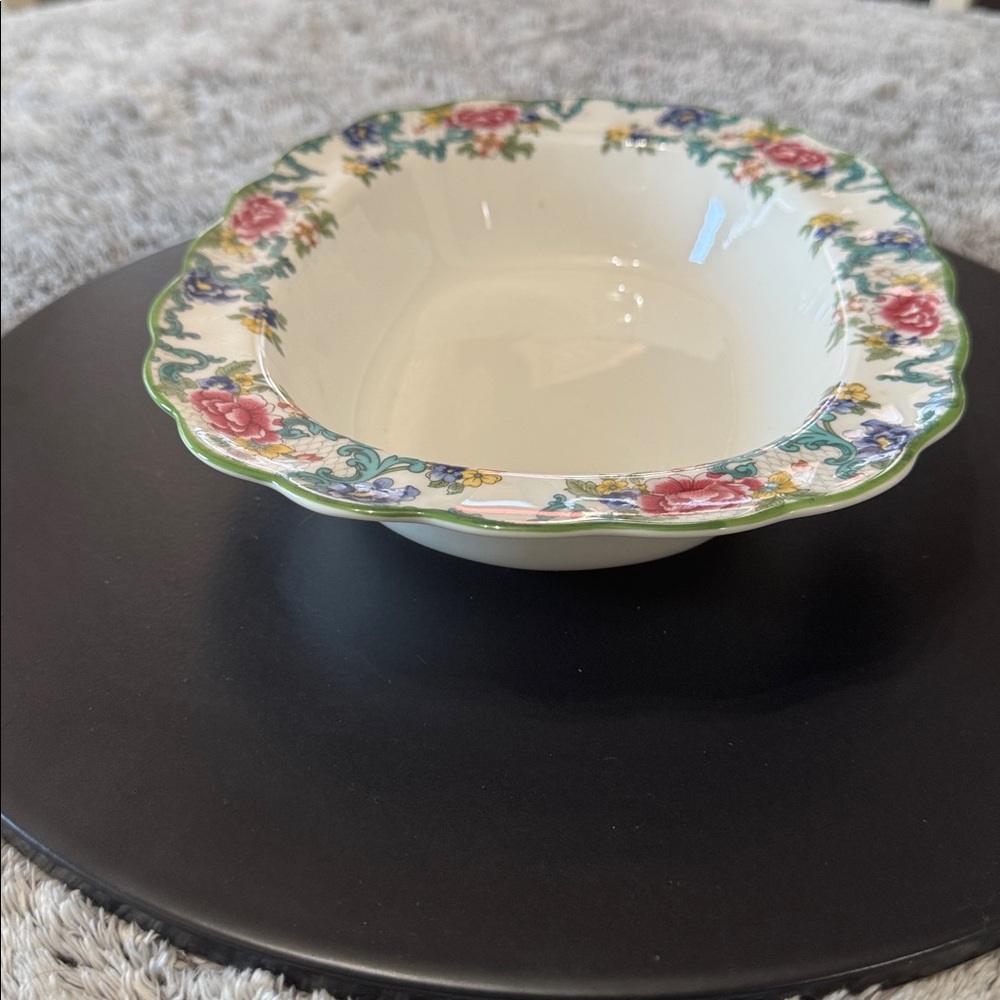Vintage Royal Doulton Floradora‎ Green Oval Serving Bowl 10" Fine China Scallop - Picture 3 of 15